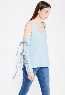 LOST INK  DENIM TIE SLEEVE TOP